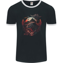 An Evil Night Wolf and Moon Mens Ringer T-Shirt FotL Black/White
