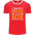 Country Music and Beer Thats Why Im Here Mens Ringer T-Shirt FotL Red/White