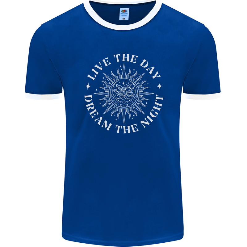 Dream the Night Moons Sleeping Mens Ringer T-Shirt FotL Royal Blue/White