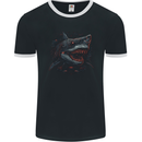 Megalodon Prehistoric White Shark Dinosaur Mens Ringer T-Shirt FotL Black/White