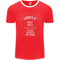 Father's Day No 1 Uncle Man Myth Legend Mens Ringer T-Shirt FotL Red/White