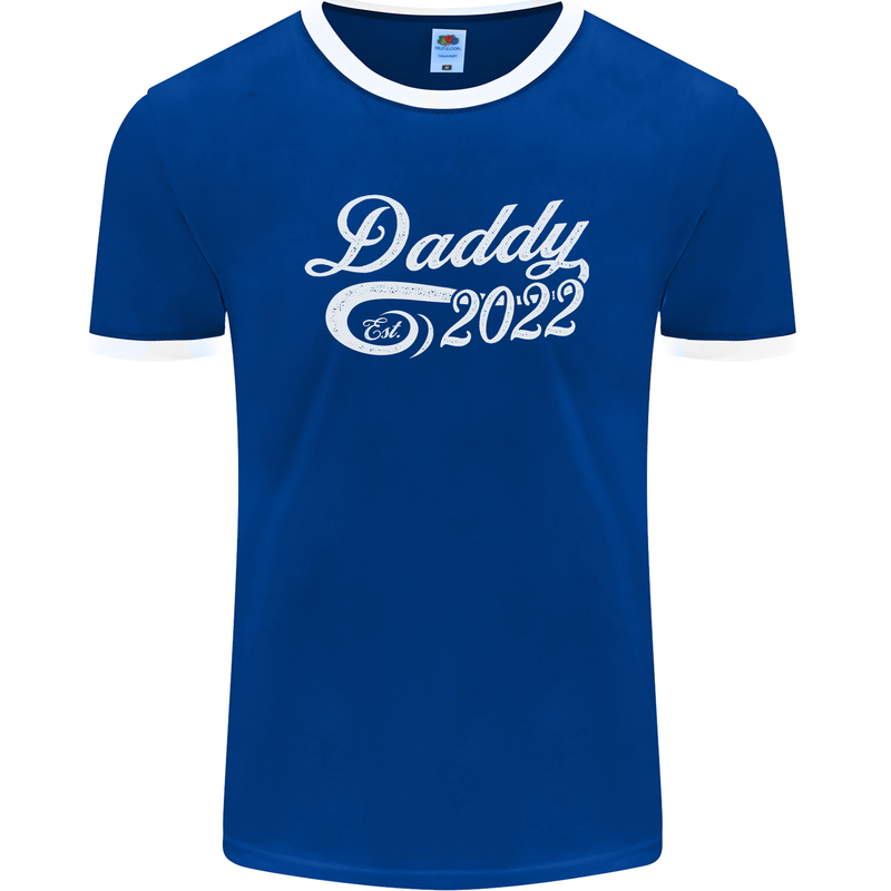 Daddy Est. 2022 Funny Father's Day Mens Ringer T-Shirt FotL Royal Blue/White