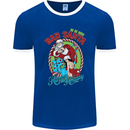 Christmas Bad Santa Funny Xmas Mens Ringer T-Shirt FotL Royal Blue/White