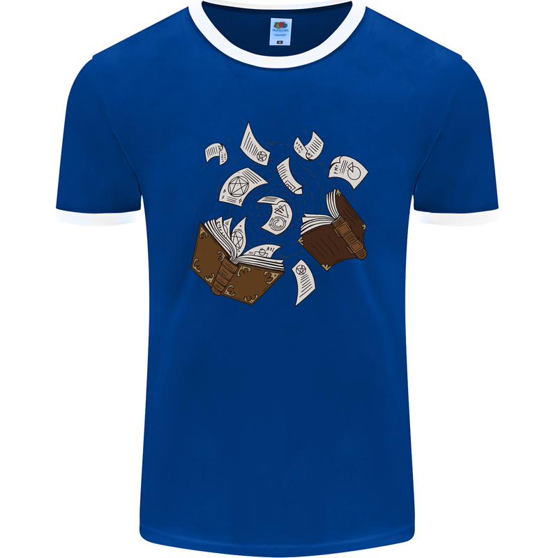 Spell Book Magic Magician Magical Mens Ringer T-Shirt FotL Royal Blue/White