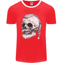A Viking Skull Mens Ringer T-Shirt FotL Red/White