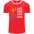 Best Dad Hands Down Fathers Day Funny Mens Ringer T-Shirt FotL Red/White