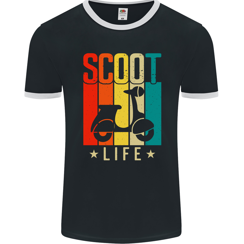 Scoot Life Scooter Motorcycle Mens Ringer T-Shirt FotL Black/White