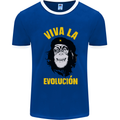 Funny Che Guevara Evolution Monkey Atheist Mens White Ringer T-Shirt Royal Blue/White