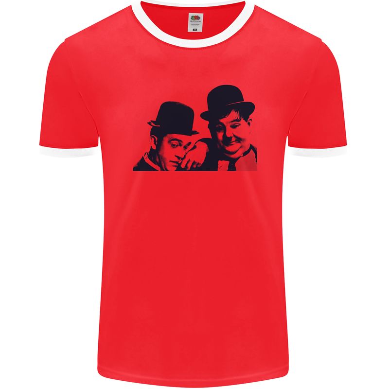 Laurel & Hardy AKA Dick and Doof Mens Ringer T-Shirt FotL Red/White