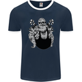 Tattoo Santa Funny Christmas Biker Motorbike Mens Ringer T-Shirt FotL Navy Blue/White