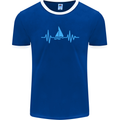 Pulse Sailing Sailor Boat Funny Captain ECG Mens Ringer T-Shirt FotL Royal Blue/White