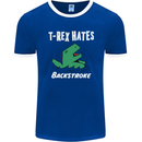 T-Rex Hates Backstroke Funny Swimmer Swim Mens Ringer T-Shirt FotL Royal Blue/White