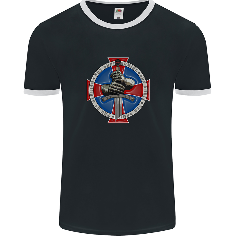 Non Nobis St. George Mens Ringer T-Shirt FotL Black/White