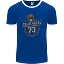 Skull Rider Motorcycle Biker Motorbike Mens Ringer T-Shirt FotL Royal Blue/White