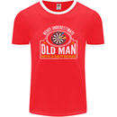 An Old Man With a Dart Board Funny Player Mens Ringer T-Shirt FotL Red/White
