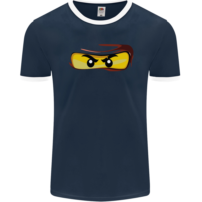 Ninja Eyes Mens Ringer T-Shirt FotL Navy Blue/White