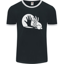Rabbit Hand Shadow Funny Silhouette Mens Ringer T-Shirt FotL Black/White