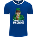 St Patricks Day I Want You to Drink Alcohol Mens Ringer T-Shirt FotL Royal Blue/White