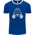 Sugar Skull Finger Flip Rude Offensive Mens Ringer T-Shirt FotL Royal Blue/White