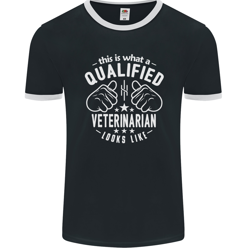 A Qualified Veternarian Looks Like Mens Ringer T-Shirt FotL Black/White