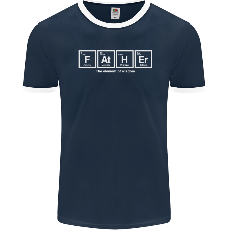 Father's Day the Element of Wisdom Dad Mens Ringer T-Shirt FotL Navy Blue/White