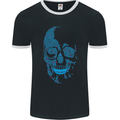 A Blue Skull Made of Guitars Guitarist Mens Ringer T-Shirt FotL Black/White