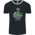 Rockabilly Skeleton Music Skull Hot Rod Mens Ringer T-Shirt FotL Black/White