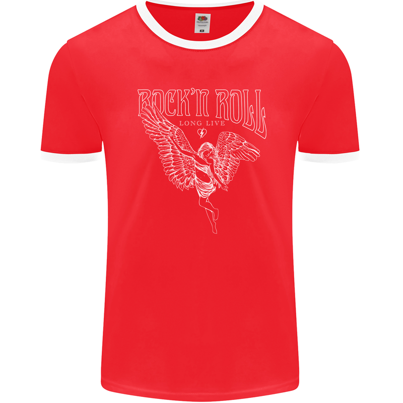 Rock n Roll Angel Mens Ringer T-Shirt FotL Red/White