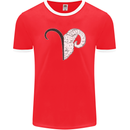 Aries Goat Head Star Sign Mens Ringer T-Shirt FotL Red/White