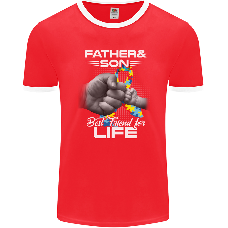 Autistic Father & Son Friends Autism ASD Mens Ringer T-Shirt FotL Red/White