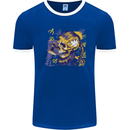 Viking Symbols Skull Mens Ringer T-Shirt FotL Royal Blue/White