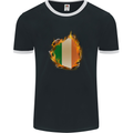 The Irish Tricolour Flag Fire Ireland Mens Ringer T-Shirt FotL Black/White