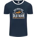 An Old Man With a Kayak Kayaking Funny Mens Ringer T-Shirt FotL Navy Blue/White