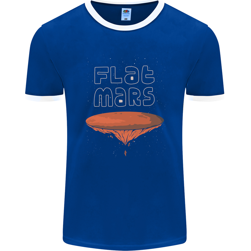 Flat Planet Mars Mens Ringer T-Shirt FotL Royal Blue/White