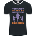 Dad With Two Daughters Funny Fathers Day Mens Ringer T-Shirt FotL Black/White