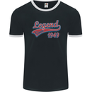 Legend Since 74th Birthday 1949 Mens Ringer T-Shirt FotL Black/White