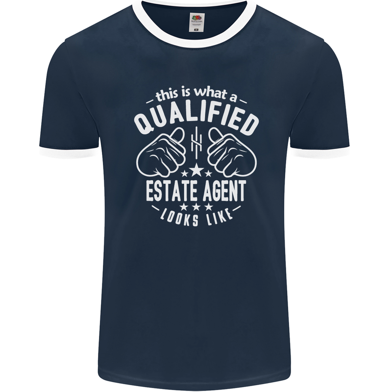 A Qualified Estate Agent Looks Like Mens Ringer T-Shirt FotL Navy Blue/White