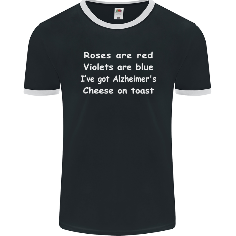 Alzheimers Cheese on Toast Funny Slogan Mens Ringer T-Shirt FotL Black/White