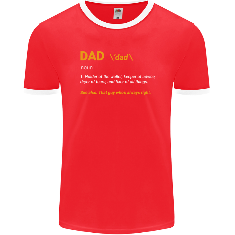 Dad Definition Funny Father's Day Mens Ringer T-Shirt FotL Red/White