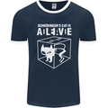 Schrodinger's Cat Science Geek Nerd Mens Ringer T-Shirt FotL Navy Blue/White