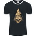 Pineapple Skull Gothic Biker Surfing Mens Ringer T-Shirt FotL Black/White