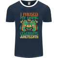 Juneteenth Gamer Gaming Video Games Mens Ringer T-Shirt FotL Navy Blue/White