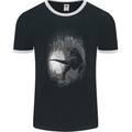 Dinosaur Cave T-Rex Mens Ringer T-Shirt FotL Black/White