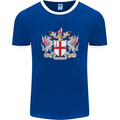 London Coat of Arms St Georges Day England Mens Ringer T-Shirt FotL Royal Blue/White