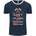 Plans In the Garage Carpenter DIY Tradesman Mens Ringer T-Shirt FotL Navy Blue/White