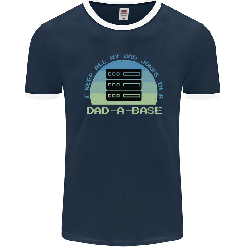 Dad a Base Funny Fathers Day Jokes Mens Ringer T-Shirt FotL Navy Blue/White