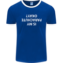 Is My Parachute Okay? Skydiving Para 1 2 3 Mens Ringer T-Shirt FotL Royal Blue/White