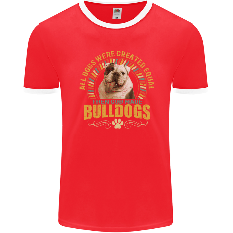 A Bulldog Dog Mens Ringer T-Shirt FotL Red/White