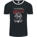 Legendary Bikers Skull Motorcycle Motorbike Mens Ringer T-Shirt FotL Black/White