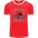 Lifestyle Cafe Racer Biker Motorcycle Mens Ringer T-Shirt FotL Red/White